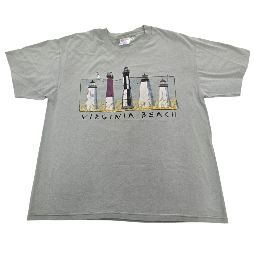 Vintage Virginia Beach Lighthouse T-Shirt Hanes 50/50‎ Single Stitch L